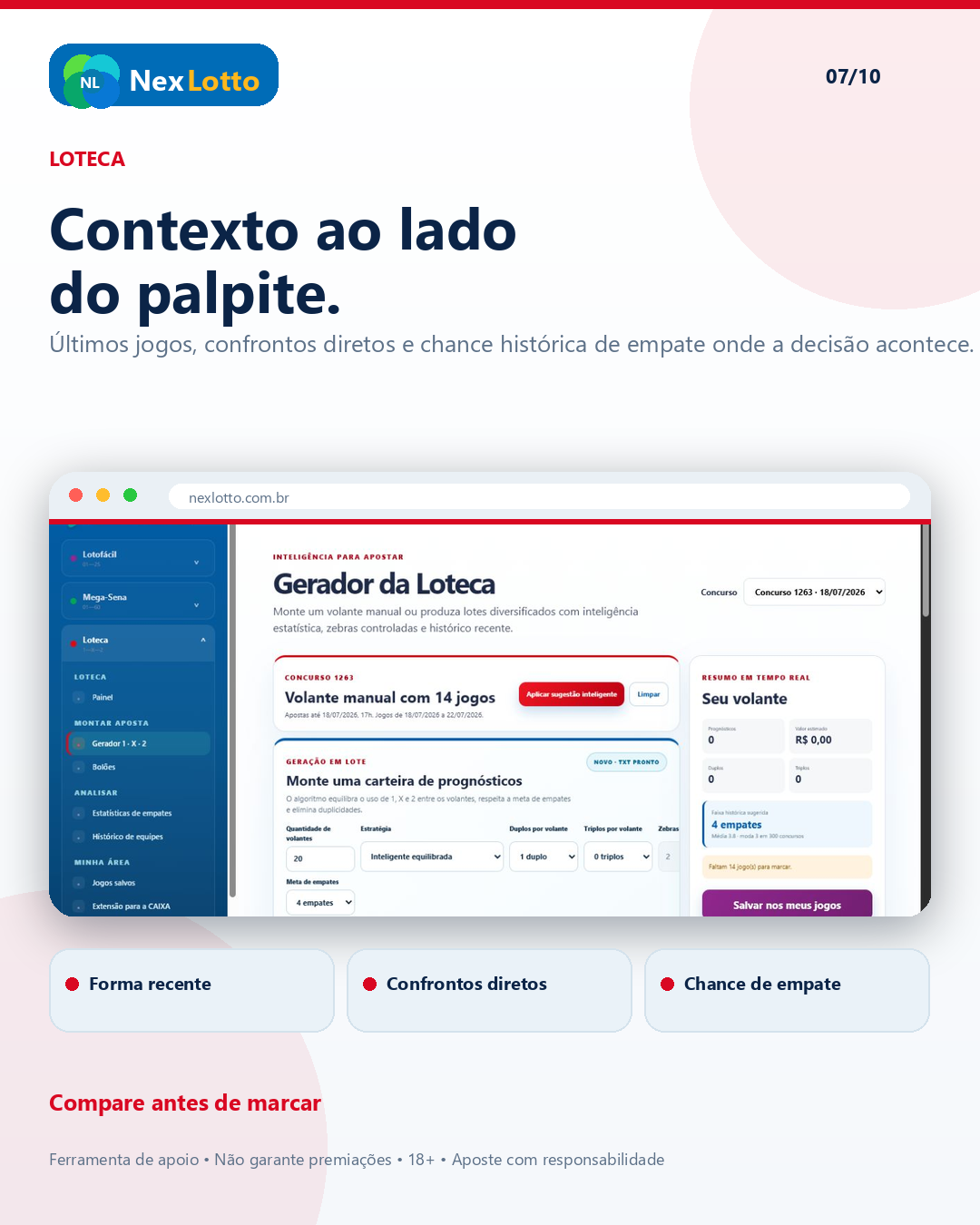 Material NexLotto sobre histórico e confrontos da Loteca