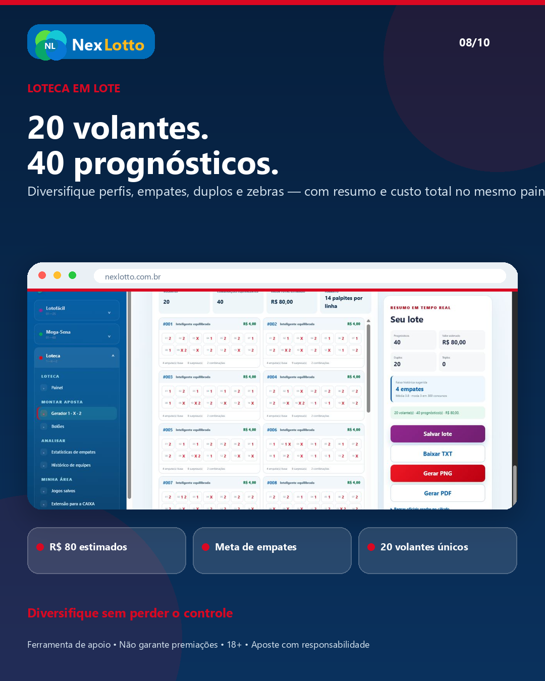 Material NexLotto sobre geração de vários volantes da Loteca
