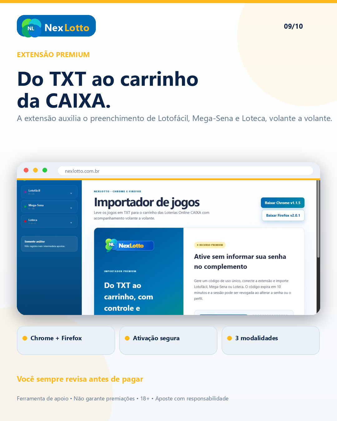 Material NexLotto sobre a extensão que auxilia o preenchimento no site da CAIXA